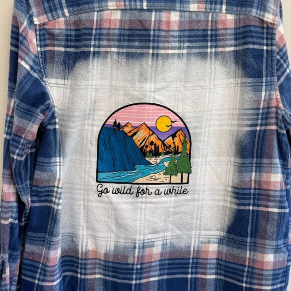 American Eagle Outfitters Tops - American Eagle Flannel - Go Wild for a While Upcycled - Size Large